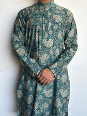 Green Paisley Hand Block Printed Kurta